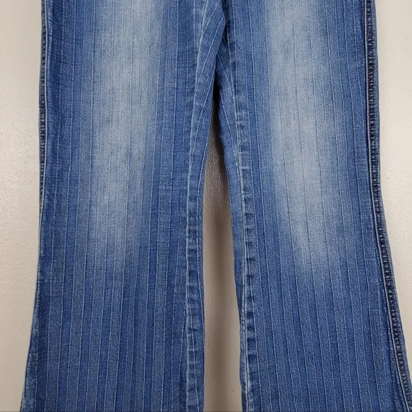 Rock &amp; Roll Denim High-Rise Bootcut Jeans Vertical Stripes Rodeo Size 26