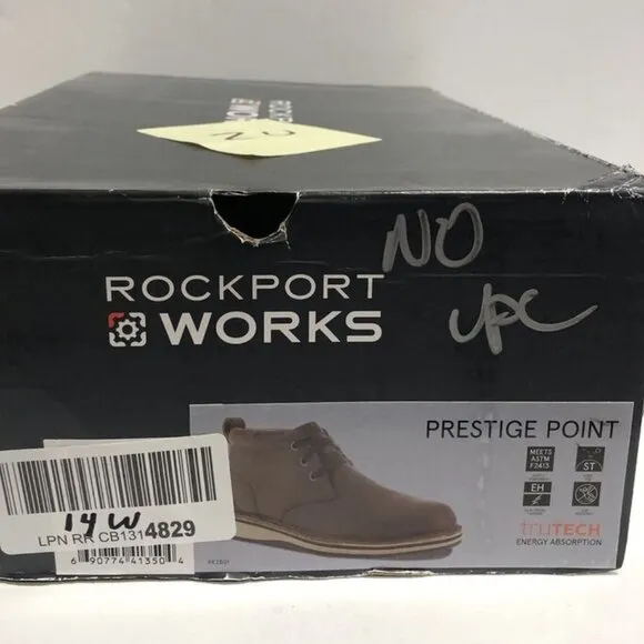 Rockport Works Men’s Prestige Point, Steel Toe Work Boots, Size 14W
