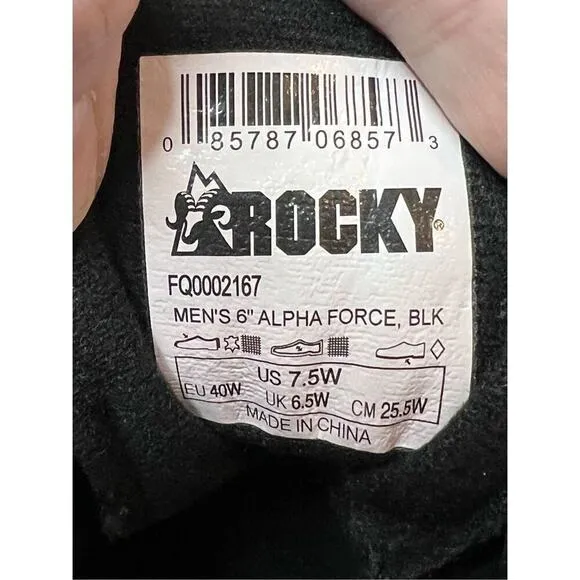 Rocky Alpha Force Waterproof Police Paramedic 6&quot; Black Leather Ankle Boots 7.5