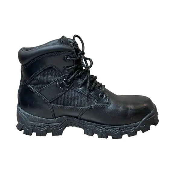 Rocky Alpha Force Waterproof Police Paramedic 6&quot; Black Leather Ankle Boots 7.5