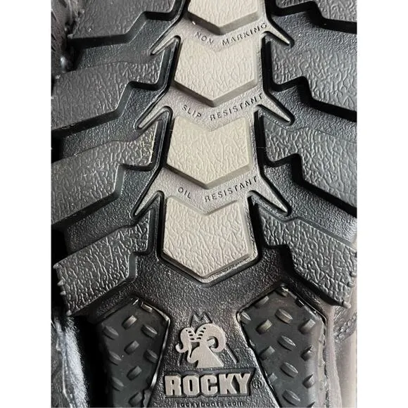 Rocky Alpha Force Waterproof Police Paramedic 6&quot; Black Leather Ankle Boots 7.5