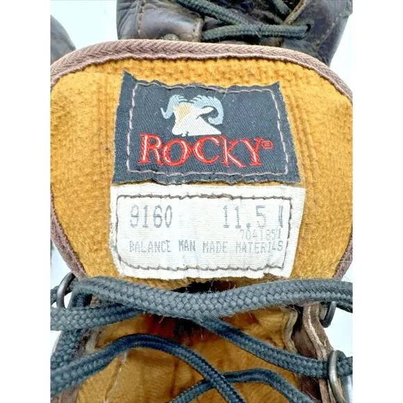 Rocky Leather Lace Up Work Boots Mens Size 11.5 W Brown