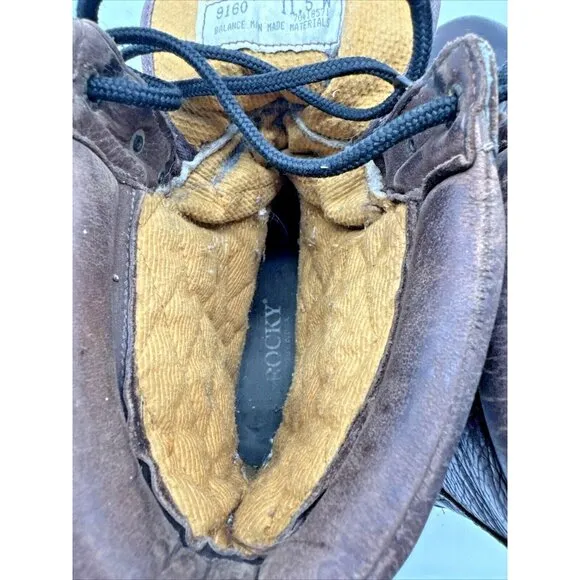 Rocky Leather Lace Up Work Boots Mens Size 11.5 W Brown