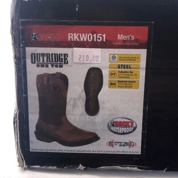 Rocky Outridge One-Ton Steel Toe 11&quot; Western Work Boots 12 W