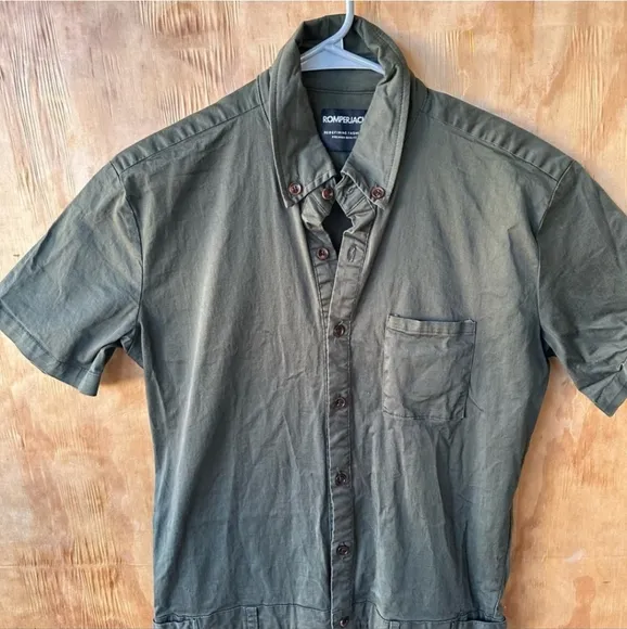 Romperjack Men's Shortsleeve Romper In Olive Green Size S
