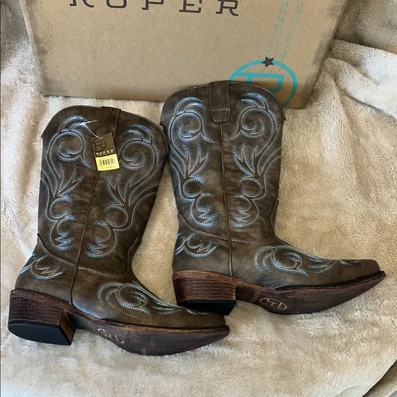 Roper Women's Western Boots - Gray and Blue