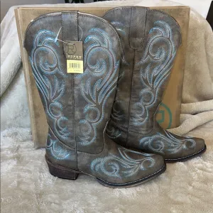 Roper Women's Western Boots - Gray and Blue