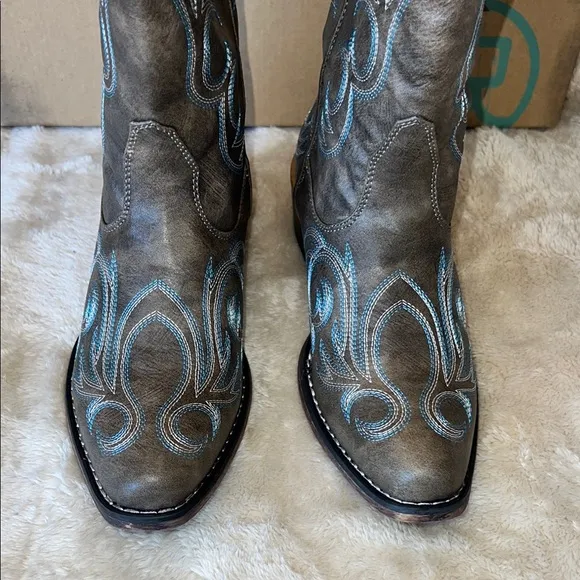Roper Women's Western Boots - Gray and Blue