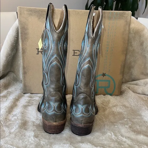 Roper Women's Western Boots - Gray and Blue