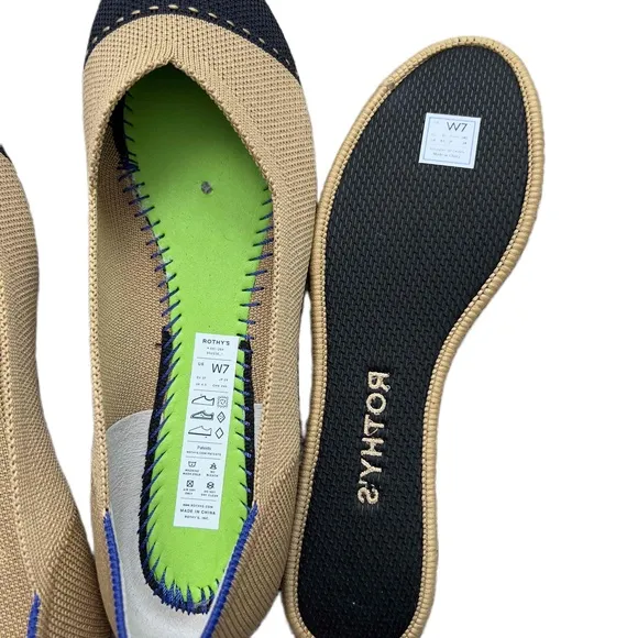Rothy's The Flat Cap Toe Size US 7 Multicolor Knit Flats Comfort Slip On