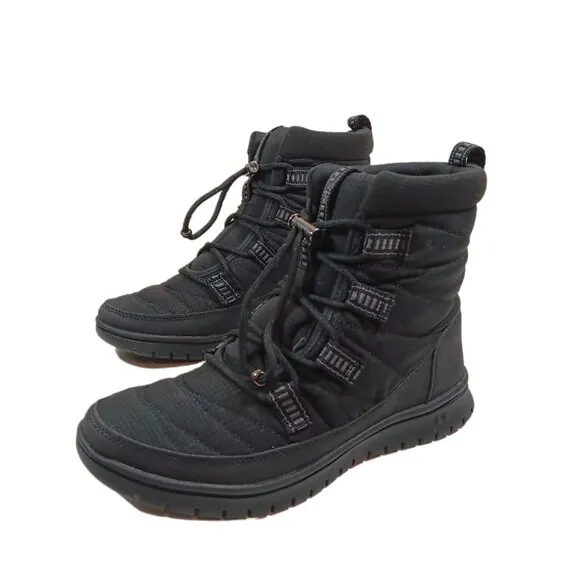 Ryka Senna 3 Boots Womens Black Nylon Water-Repellent Winter Boots New