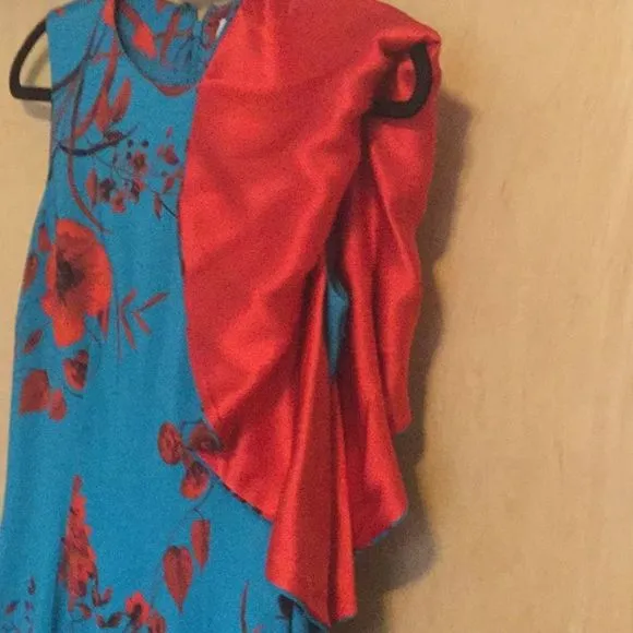 Sachin Babi April Floral Dress w One Draped Sleeve