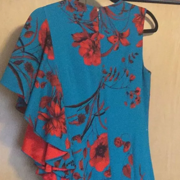 Sachin Babi April Floral Dress w One Draped Sleeve