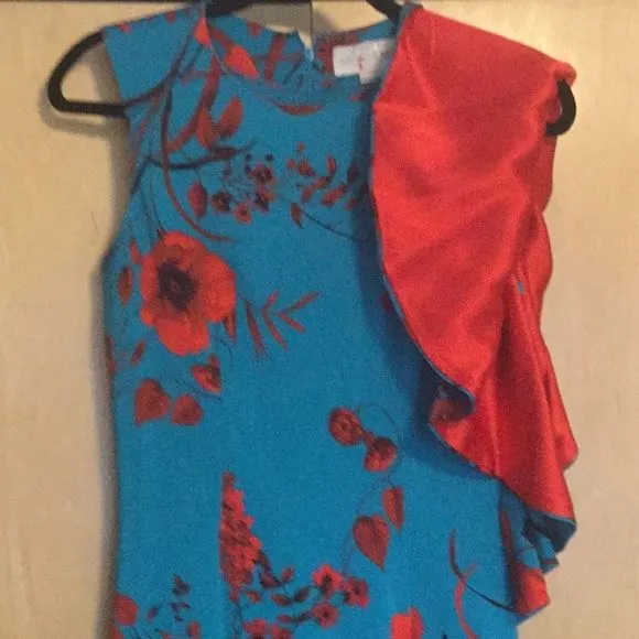 Sachin Babi April Floral Dress w One Draped Sleeve