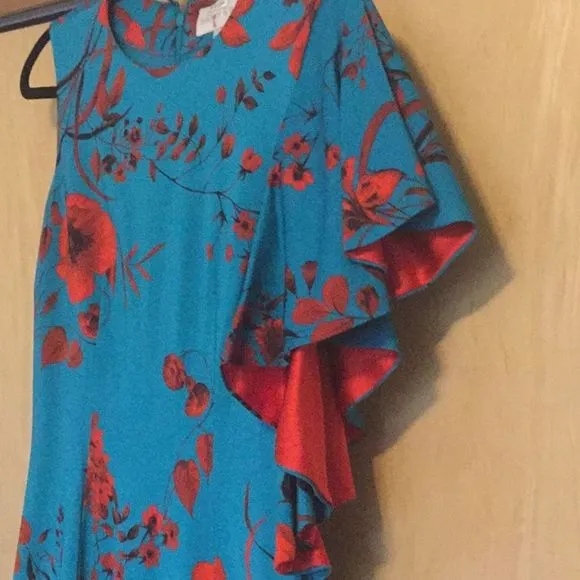 Sachin Babi April Floral Dress w One Draped Sleeve