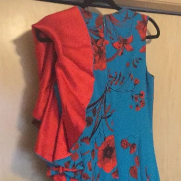 Sachin Babi April Floral Dress w One Draped Sleeve