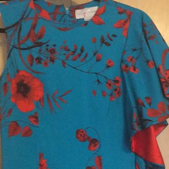 Sachin Babi April Floral Dress w One Draped Sleeve