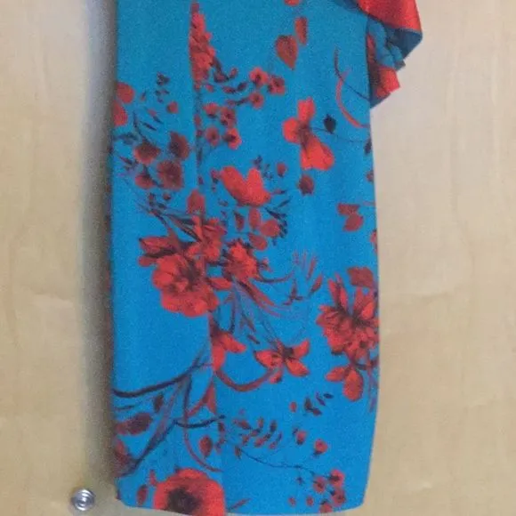 Sachin Babi April Floral Dress w One Draped Sleeve