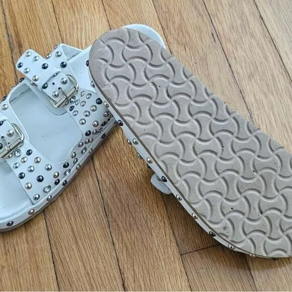 Saint Grace Sandals Chloe Leather Studded White Sz 39 US 8.5 St. G. Sandals