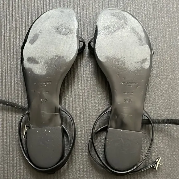 Saint Laurent Black Sandals with Silver Accents