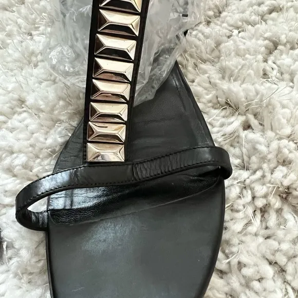 Saint Laurent Black Sandals with Silver Accents