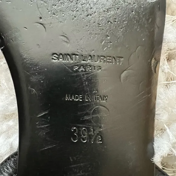 Saint Laurent Black Sandals with Silver Accents
