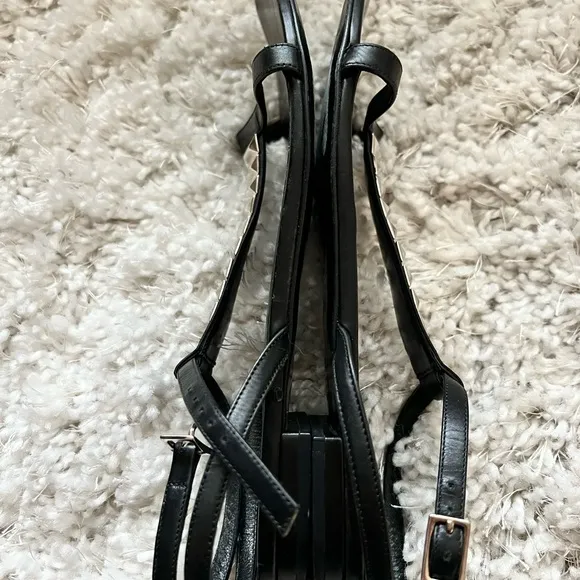 Saint Laurent Black Sandals with Silver Accents