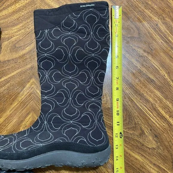 Salomon Thinsulate Black Boots Women 8 Winter Ski  Tall Snowboard Outdoor Zip