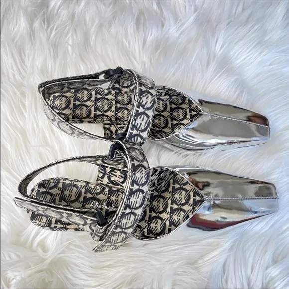 Salvatore Ferragamo Silver and Black Women's Shoes