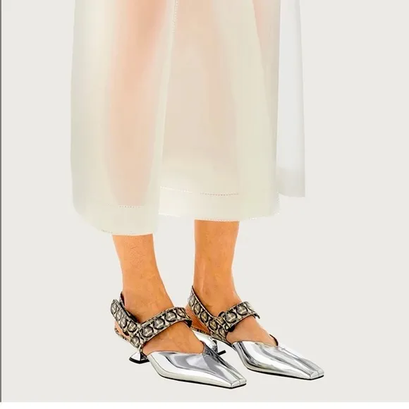Salvatore Ferragamo Silver and Black Women's Shoes