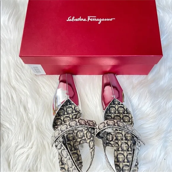 Salvatore Ferragamo Silver and Black Women's Shoes
