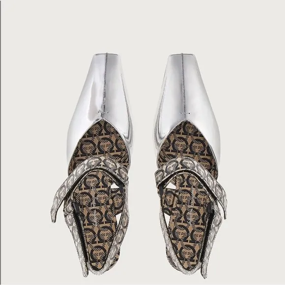 Salvatore Ferragamo Silver and Black Women's Shoes