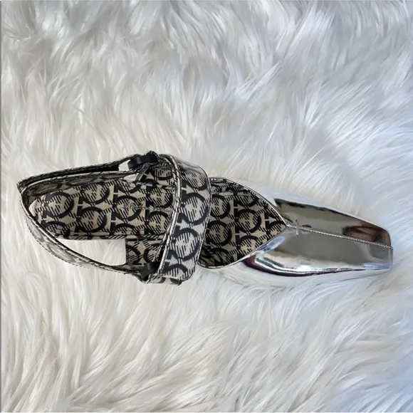 Salvatore Ferragamo Silver and Black Women's Shoes