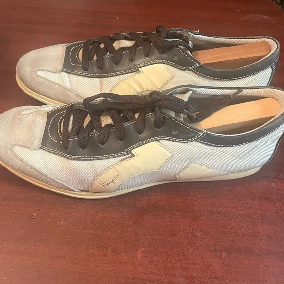 Salvatore Ferragamo Suede &amp; Leather Sz 9 Lace Up Men Casual Shoes