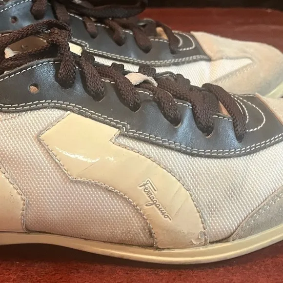 Salvatore Ferragamo Suede &amp; Leather Sz 9 Lace Up Men Casual Shoes