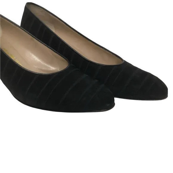 Salvatore Ferragamo Suede Textured Stripe small Heel stylish Shoes Size 7.5