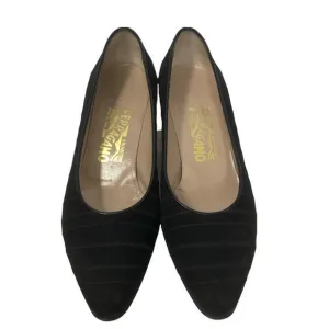 Salvatore Ferragamo Suede Textured Stripe small Heel stylish Shoes Size 7.5
