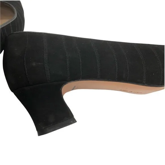 Salvatore Ferragamo Suede Textured Stripe small Heel stylish Shoes Size 7.5