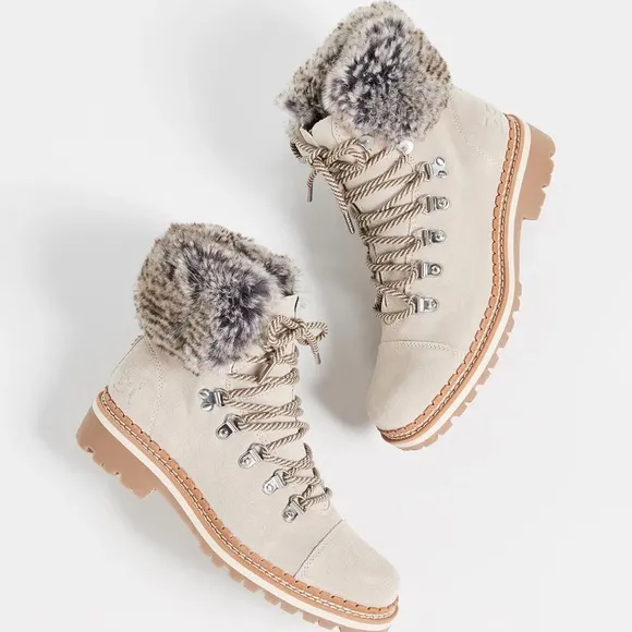 Sam Edelman Bowen Suede Faux Fur Hiking Boots