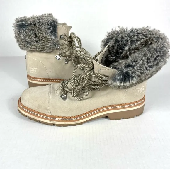 Sam Edelman Bowen Suede Faux Fur Hiking Boots