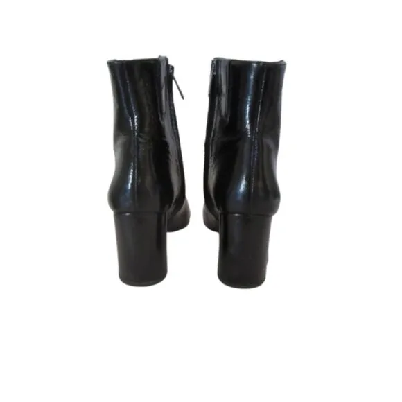 Sam Edelman Codie Black Patent Leather Block Heel Booties SZ 7.5