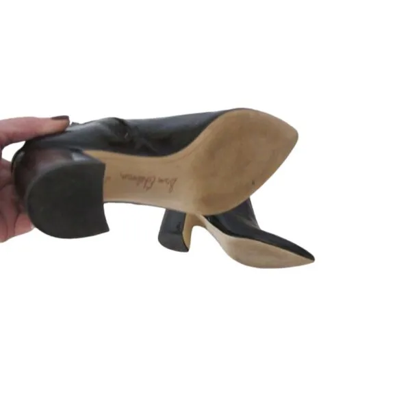 Sam Edelman Codie Black Patent Leather Block Heel Booties SZ 7.5