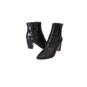 Sam Edelman Codie Black Patent Leather Block Heel Booties SZ 7.5