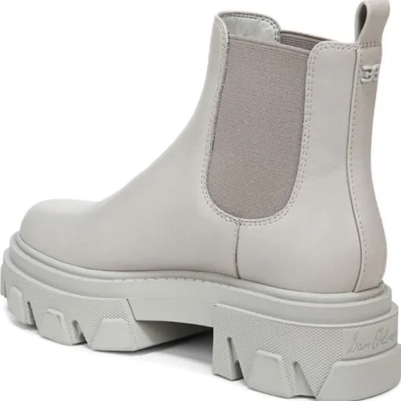 Sam Edelman Daelyn Lug Sole Chelsea Boot waterproof! Grey Leather size 8