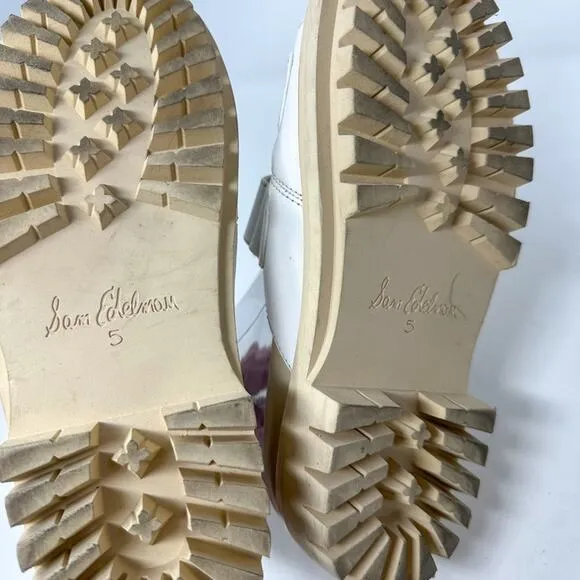 Sam Edelman Eliana White Leather Lug Sole Slip On Sandals NEW, Size 5, MSRP $140