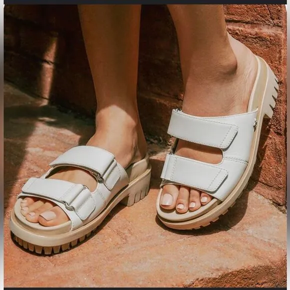 Sam Edelman Eliana White Leather Lug Sole Slip On Sandals NEW, Size 5, MSRP $140