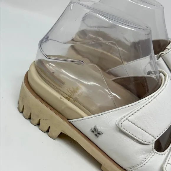 Sam Edelman Eliana White Leather Lug Sole Slip On Sandals NEW, Size 5, MSRP $140