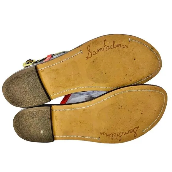 Sam Edelman Gigi Thong Sandals Flats Women's Size 6 - Snake / Leopard / Coral