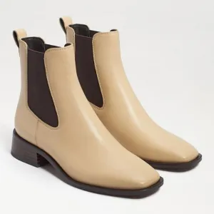 SAM EDELMAN l Thelma Chelsea Tan Ankle Boot Square Toe Elastic Side Panels Sz. 6