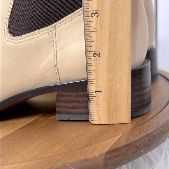 SAM EDELMAN l Thelma Chelsea Tan Ankle Boot Square Toe Elastic Side Panels Sz. 6